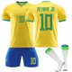 thumbnail image 1 of Neymar Jr #10 Kids Soccer Kits Soccer Jersey Training Suit Brazil Away Soccer Jerseys Brazil home Kids 26(140-150CM), 1 of 5