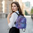 thumbnail image 6 of JIALIOU Mini Backpack Purse for Women Quilted Casual Daypack Small Travel Shoulder Bag, Purples Blues Space Galaxy, 6 of 7