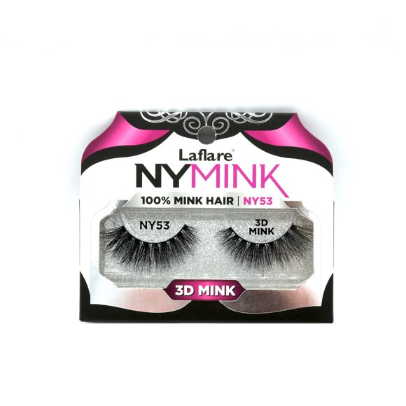 Laflare Pestañas de visón 3D NY pestañas de pelo de visón real maquillaje de lujo luz natural variedad de moda reutilizable pestañas de pelo de visón real de múltiples capas (NY53)