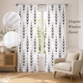 thumbnail image 2 of Boho Leaves Sheer Curtains 96 Inch Length 2 Panels Set, Modern Simple Abstract Botanical Leaf Branches Voile Window Treatment Semi Sheer Long Curtains Drapes for Bedroom/Living Room/Kitchen 52"x96"x2, 2 of 8