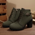 thumbnail image 5 of OKBOP Women's Chunky Ankle Boots Faux Suede Combat Lace-Up Ankle-High Winter, 5 of 5