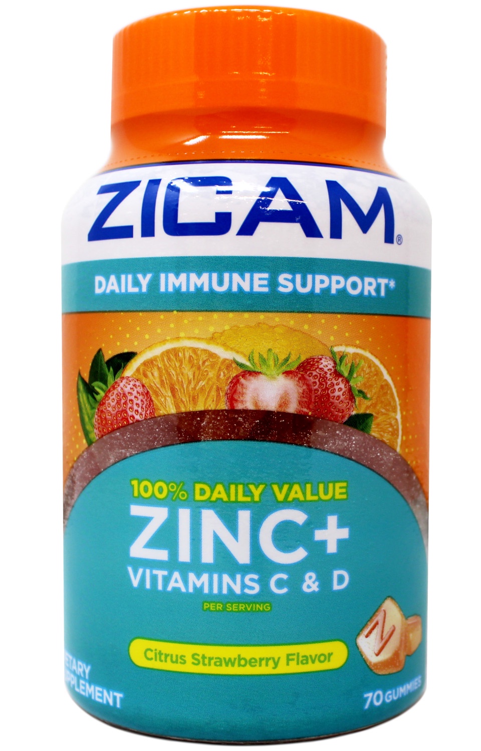 3 Pack - Zicam Daily Immune Support, Gummy Supplement, Zinc, Vitamin C & Vitamin D, Citrus Strawberry Flavor, 70 Count
