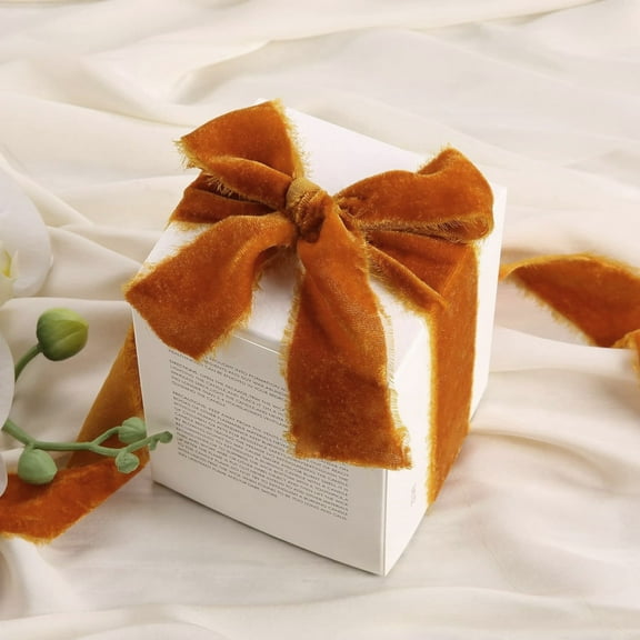 1.5Inch Velvet Ribbon Hand Torn Autumn Silk Frayed Edge for Thanksgiving Bridal Bouquets Invitations Wedding Vow Books Gift Baskets 3 Yards A