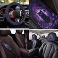 thumbnail image 3 of XYZCANDO Black Cat 14 Pieces Car Seat Covers Full Set Steering Wheel Cover Center Console Pad Seat Belt Pads Headrest Covers Cup Coasters for Most Cars SUVs Sedans, 3 of 7