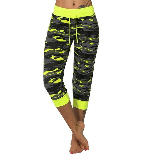 SySea - Camouflage Print Women Elastic Waist Sport Capris Pants ...