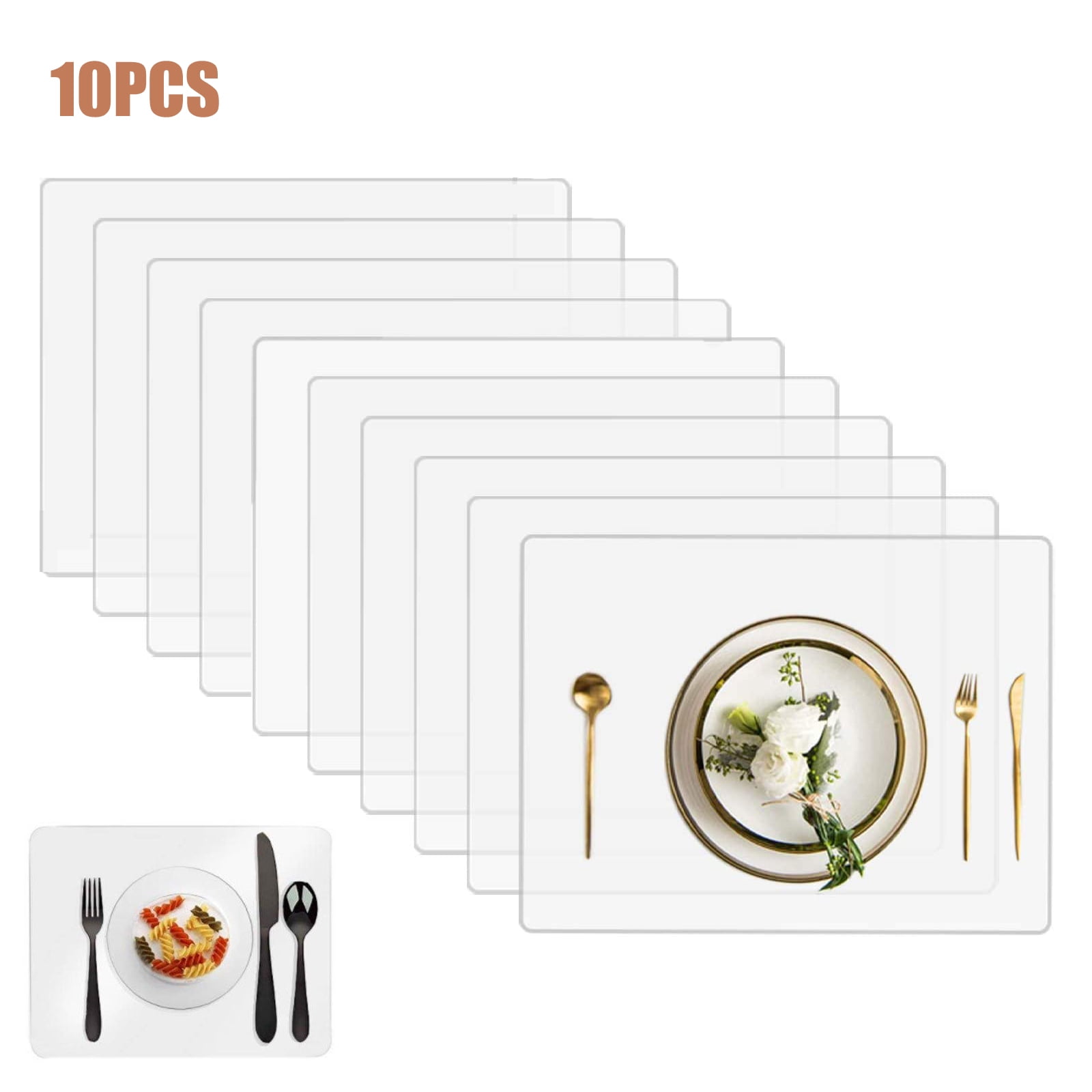Asablve 10Pcs Clear Vinyl Placemat, Plastic Table Mats