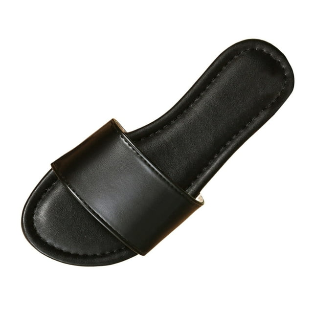 DAFEI Sandales d'Été Pantoufles Intérieur Extérieur Simples Sandales Plates pour Femmes Claquettes Mode Pantoufles en Cuir Souple pour l'Été Sandales Plates à Enfiler