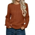 thumbnail image 3 of Women'S Classic-Fit Light Cable Long Sleeve Mockneck Loose Casual Sweater Dark Brown M, 3 of 9