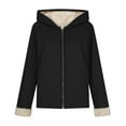 thumbnail image 6 of QATAINLAV Womens Sherpa Lined Zip Up Hoodies Long Sleeve Cute Oversized Sweatshirts Solid Color Hooded Jacket with Pockets, Black, M, 6 of 8