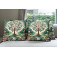 thumbnail image 5 of Ambesonne Springtime Throw Pillow Cover Pack of 4, Circular Tree Flourish, 4 Pcs-20" x 20", Green Blue and Pink, 5 of 5