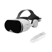 3D VR Virtual Reality Headset with Integrated Headphones and Game Controller 110 FOV for 5.5 to 6.7 Inch iOS Android Smartphones 22x20x10.6cm-white
