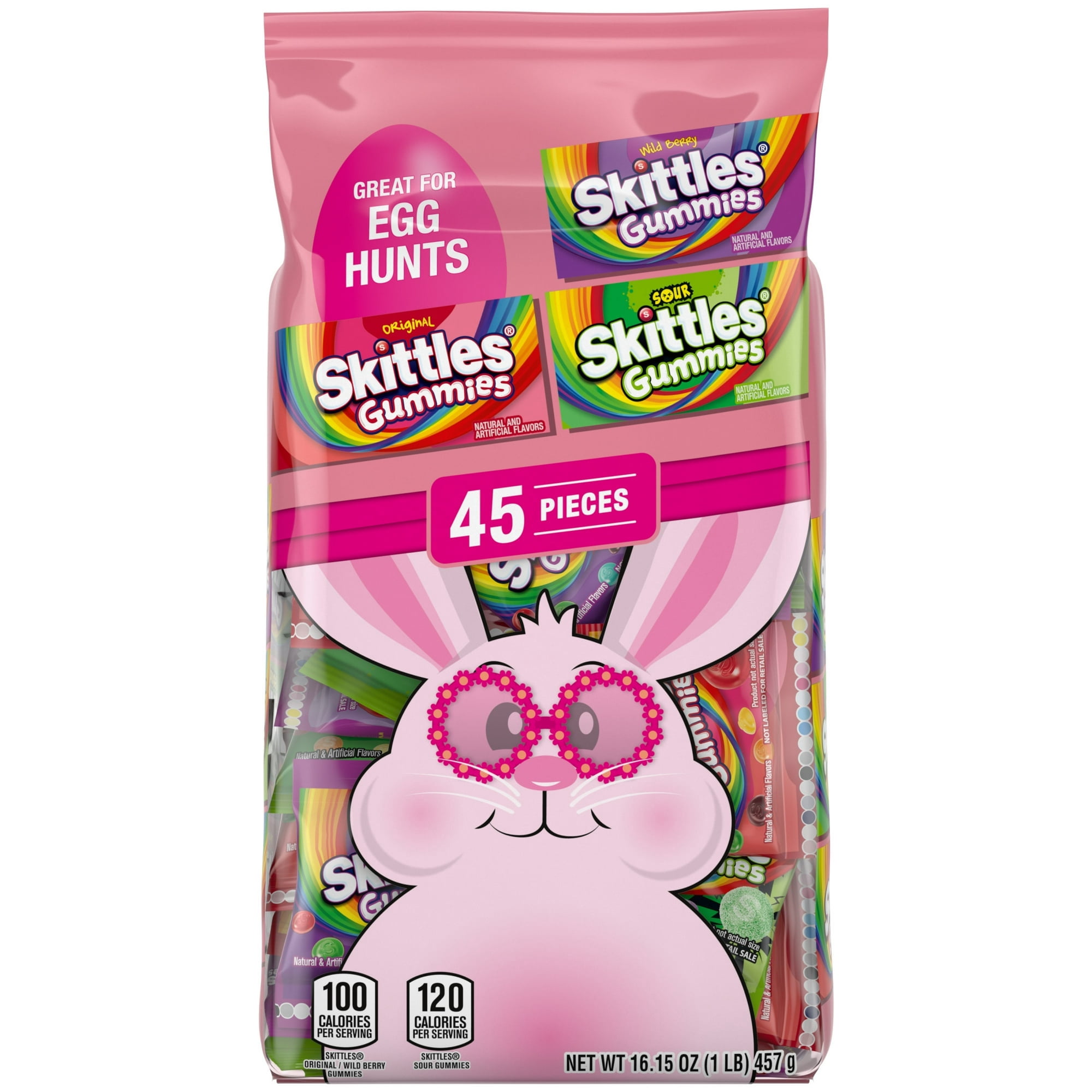 Skittles Gummies Fun Size Easter Candy Variety Bag - 45 Ct Bulk Bag