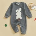 thumbnail image 3 of SERTG Toddler Kids Lightweight Long Sleeve Onesie Round Neck Sweet Pattern Home Wear Soft Comfortable Romper for Infants 3-24 Months(Gray#1,6 Month), 3 of 3