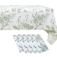 thumbnail image 2 of Efavormart 5-Pack Rectangular Plastic Tablecloths 54"x108" – White with Sage Green French Toile Pattern, PVC Waterproof Disposable Covers, 2 of 4