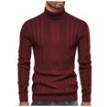 thumbnail image 2 of Yiliang Mens Slim Fit Turtleneck Pullover Sweaters Basic Tops Knitted Thermal Fall and Winter Long Sleeve Warm and Thermal Top Clothes ,Red,XL, 2 of 6