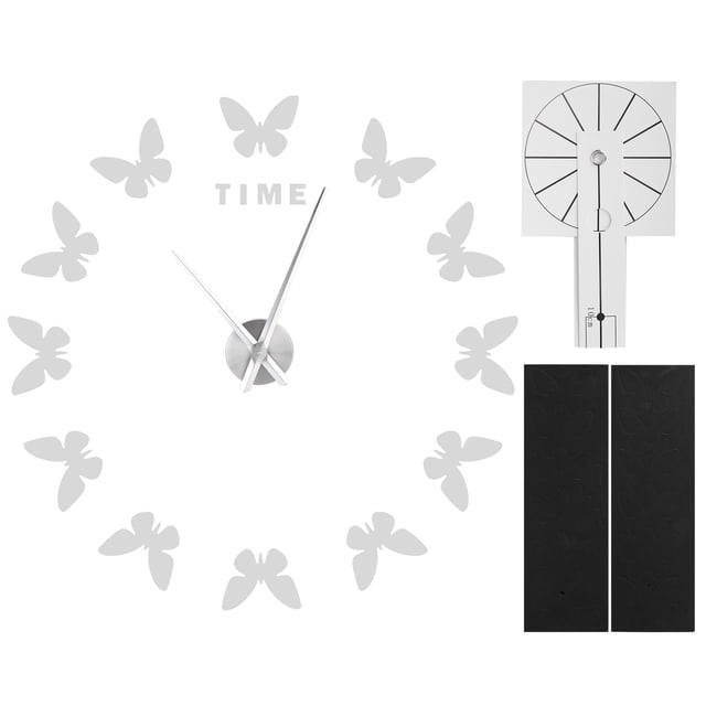 Etiqueta de pared grande reloj forma de mariposa innovación DIY arte moderno decoración de sala de estar Plata