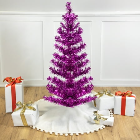 Northlight Artificial Tinsel Christmas Tree - 3' - Purple - Unlit