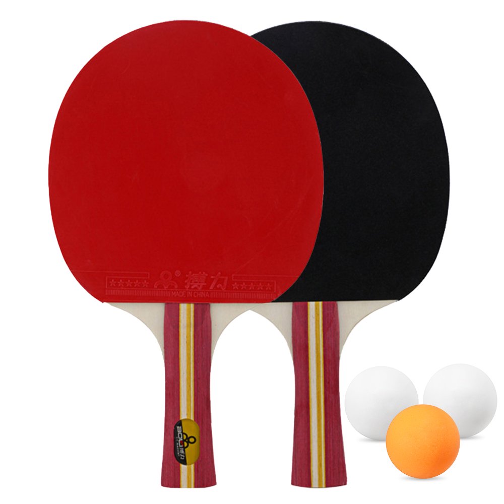 Table Tennis Racket Set 2 Ping Pong Paddles and 3 Ping Pong Balls
