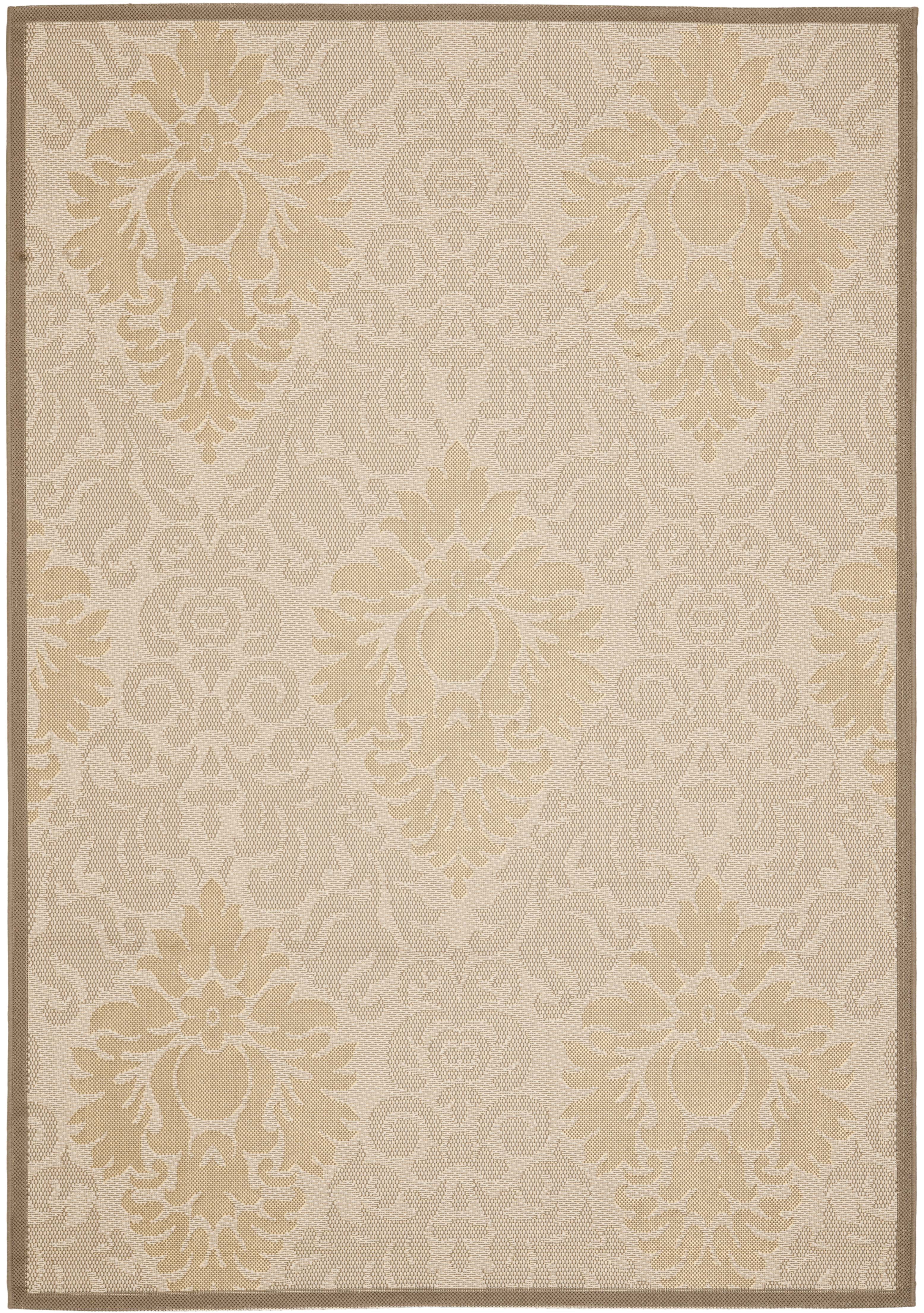 Safavieh Courtyard Jennifer Damask Indoor/Outdoor Area Rug, Dark Beige/Beige, 6'7" x 9'6"