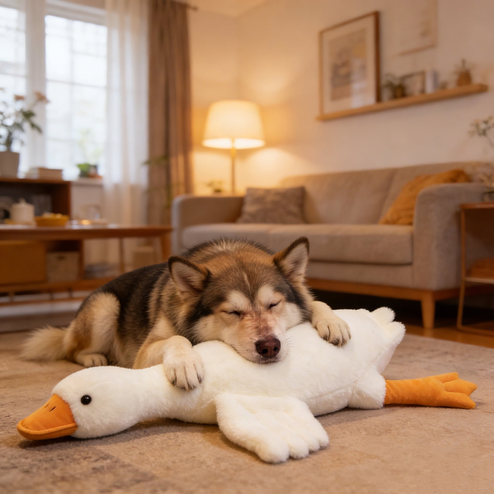 YIFAEUX Goose Plush Dog Toy Soft Stuffed Animal for Aggressive Chewers Realistic Goose Toy Interactive Dog Toy Gift for Pet Lovers