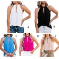 thumbnail image 3 of Blusa Sin mangas Minnieouse para mujer Color sólido Cuello anudado Negro L, 3 of 5