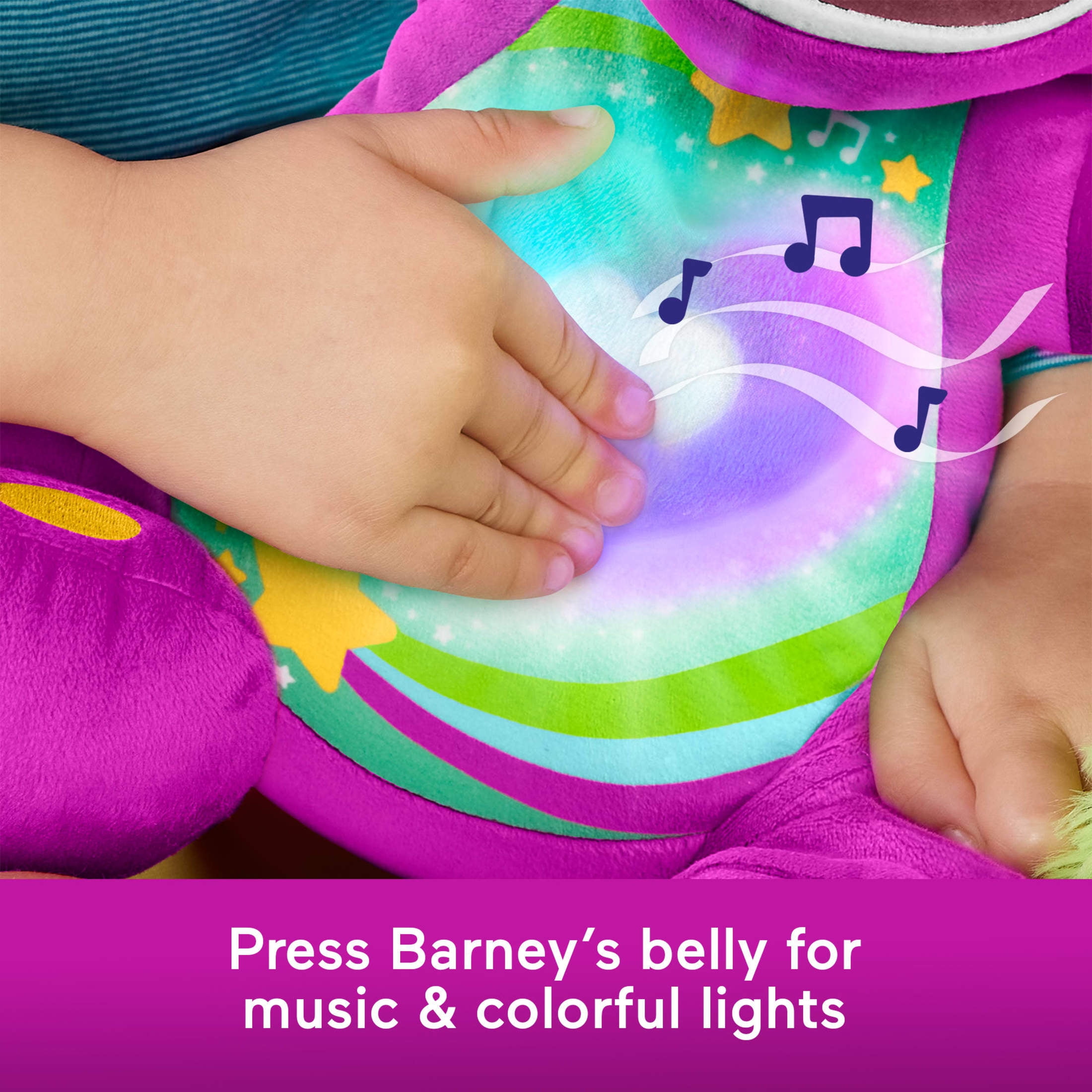 Fisher-Price Barney’s World Heart Glow Barney Plush Toy with Music & Lights for Toddlers & Kids
