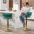 thumbnail image 3 of Set of 2 Modern Velvet Bar Stools, Adjustable Height Woven Back Bar Chairs with Footrest and Swivel for Kitchen Island & Dining Room, Green, 3 of 12