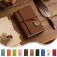 thumbnail image 7 of A6 Loose Leaf Notebook Soft Leather Notebook Journal Refillable Replaceable Notebook Core 6 Ring Binder with Clock Decoration, 7 of 7