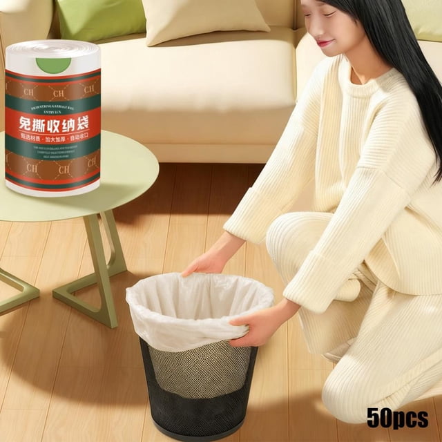 Tear-Free Drawstring Trash Bags, 50 Count Thickened Kitchen Garbage Bags with Leak-Proof Design for Household Office Hotel Use