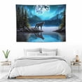 thumbnail image 3 of FUMJ  Moon Over Ocean Tapestry Wall Hanging, Galaxy Wolf on Mountain Wall Tapestry, 3D Fantasy Watercolor Starry Night Sky Forest Tapestry Wall Art for Bedroom Living Room Dorm Home Decor,, 3 of 7