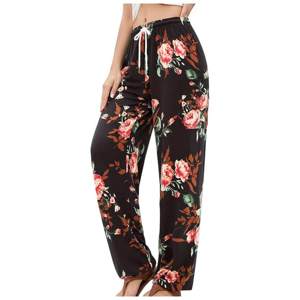 WILLBEST Pantalones Casuales elegantes para Mujer, Pantalones Harén de Cintura Elástica a La Moda con Bolsillo, Pantalones Holgados y Cómodos con Estampado para Uso Diario. Grande