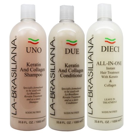 La-Brasiliana UNO Shampoo DUE Conditioner DIECI Leave In 33.8oz Set