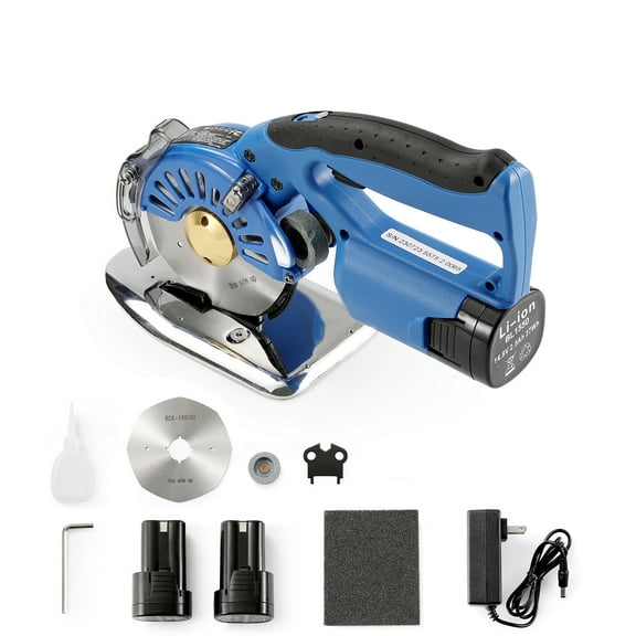 KFFKFF Cordless Electric Rotary Fabric Cutting Machine, 5-Speed, 1.1" Cutting Capacity, Octagonal Blade, Includes Spare Blade and Charger, Suitable for Multi-Layer Cloth, Fabric, and Leather