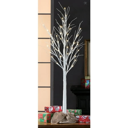 Holiday Time Pre-Lit 4' White Glitter Stick Artificial Christmas Tree, Warm White