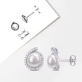 thumbnail image 5 of Everly Women's 8-8.5mm Cultured Freshwater Pearl & Diamond Accent Sterling Silver Halo Stud Earrings, 5 of 8