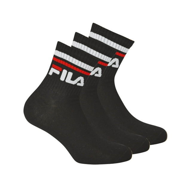 FILA Calcetines unisex, 3 Pares de Quarter - Calcetines cortos, Sport, Puño con Logo, uni Negro 35-38