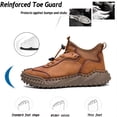 thumbnail image 3 of Men's Casual Genuine Leather Shoes Outdoor Lightweight Breathable Hand-Stitched Boots for Driving Walking Classic Shoes Brown 6.5 US, 3 of 7