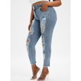 thumbnail image 1 of Jeans Rasgados Flacos de Talla Grande Rosegal  Vaqueros de talla grande, 1 of 5