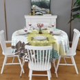 thumbnail image 2 of Green and Blue Pioneer Flower Pattern Round Tablecloth 60"x60",Wrinkle Wipeable Table Cloth for Kitchen Dining Room Picnic Patio Party, 2 of 6