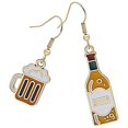 thumbnail image 2 of 1 Pair Beer Earrings Asymmetrical Beer Cup Beer Bottle Earrings for Women Teen Girls, 2 of 4
