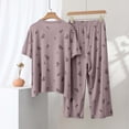 thumbnail image 5 of Stamzod 2 Piece Pajamas for Women Set Short Sleeve Pajamas T Shirts and Pants Crewneck Pjs Set Soft Loose Sleepwear Khaki B XXL, 5 of 5