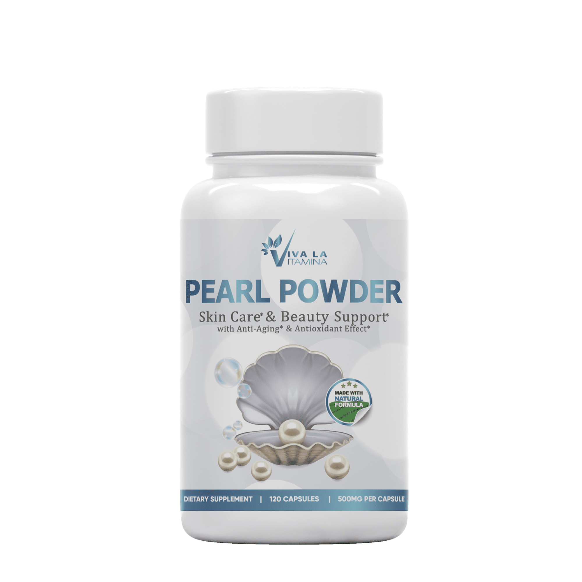 Pearl Powder Supplement 500mg, 120 Capsules Natural Source of Calcium