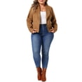 thumbnail image 2 of Agnes Orinda Women's Plus Size Halloween Outfits Faux Suede Jacket Lapel Open Front Long Sleeve Casual Vintage Cropped Coat with Pockets 4X Brown, 2 of 6