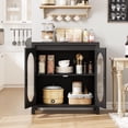 thumbnail image 4 of Storage Cabinet with 2 Glass Doors, Sideboard Buffet Cabient with Storage, Black Wooden Accent Cabinet for Living Room, Dining Room, Kitchen, Entryway, 4 of 7