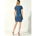 thumbnail image 4 of DARING DIVA Short Sleeve Button Down Cotton Jean Dress M Deep Blue, 4 of 6