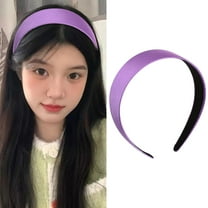 Wide Satin Headband Hairbands for Women Versatile Headband Hair Hoops for Girls No Teeth Head Hair Bands Solid Color Head Band Stylish Non Slip Fashion Headband for Women Girls Purple Hair Accessories