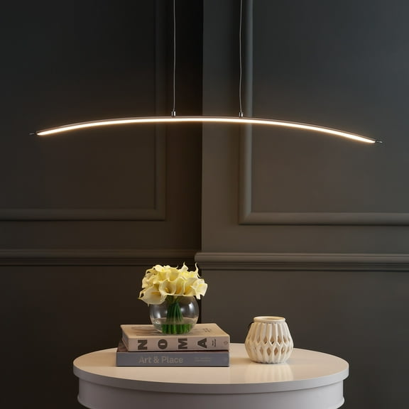 JONATHAN Y Roxanna 41.5" Dimmable Adjustable Integrated LED Metal Linear Pendant, Chrome