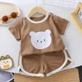 thumbnail image 4 of KPOPLK Baby Girl Boy Summer Outfits 2 Piece Toddler Clothes Trendy Print Short Sleeve Cotton T-Shirt and Pull on Shorts Sets Size 7-8 Years,Brown, 4 of 4