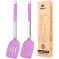 thumbnail image 1 of Bundlepro Pack of 2 Silicone Spatulas Turners, Non Stick Slotted and Solid Kitchen Utensils, 1 of 6