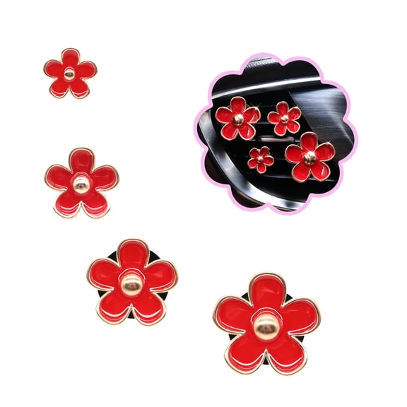 4pcs Flowers Air Vent Clips Red Daisy Car Air Freshener Vent Clips Cute Fower Car Accessories for Women Refillable Diffuser